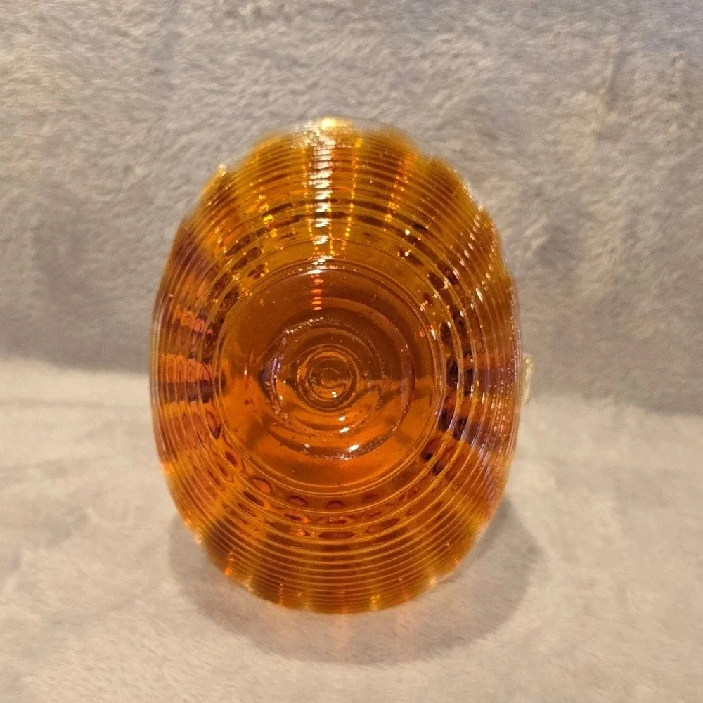 Vintage Amberina Optic Ribbed Glass Basket with‎ Clear Applied Handle